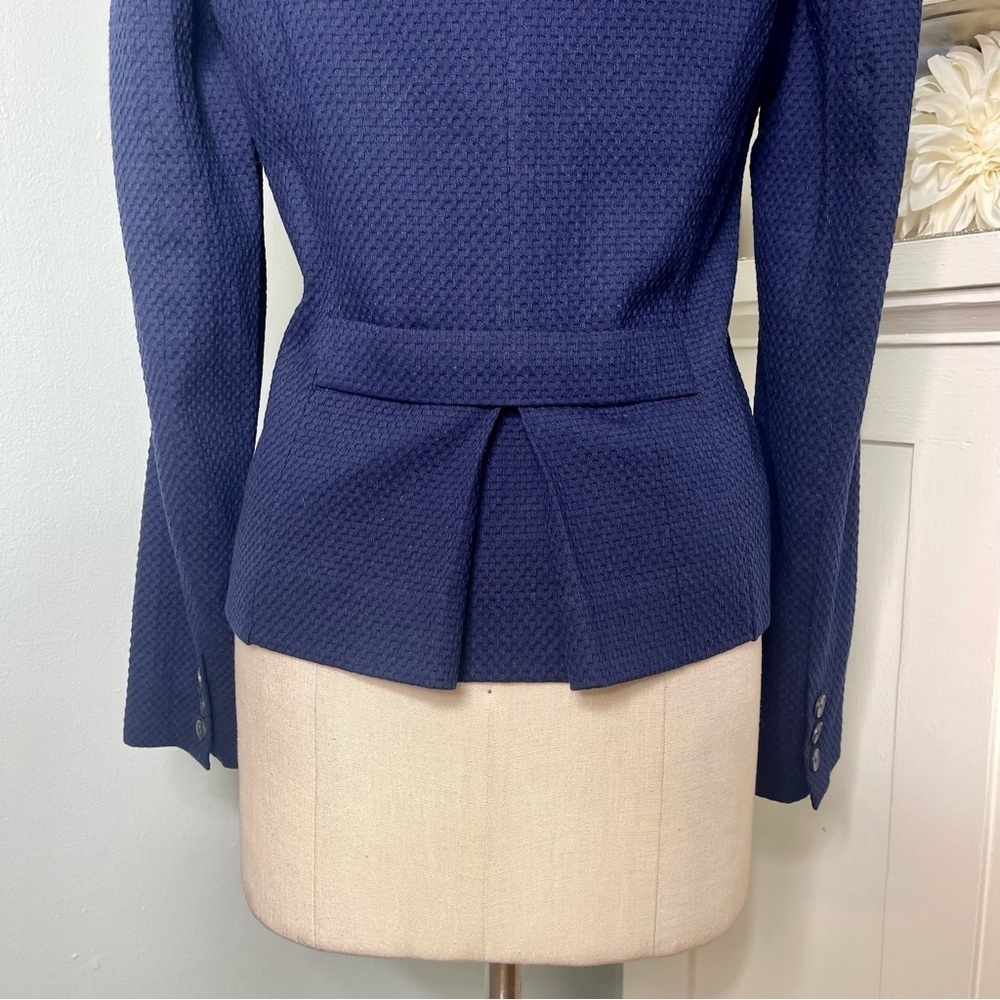 VINCE Navy Blue Cotton Stretch Textured Blazer Jacket 8 NWT - Picture 9 of 12